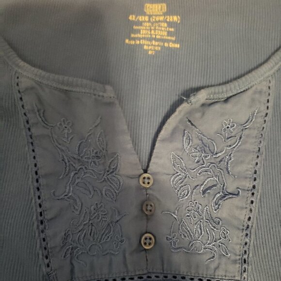 Faded Glory Embroidered Yoke cap sleeve t-shirt - Picture 2 of 5